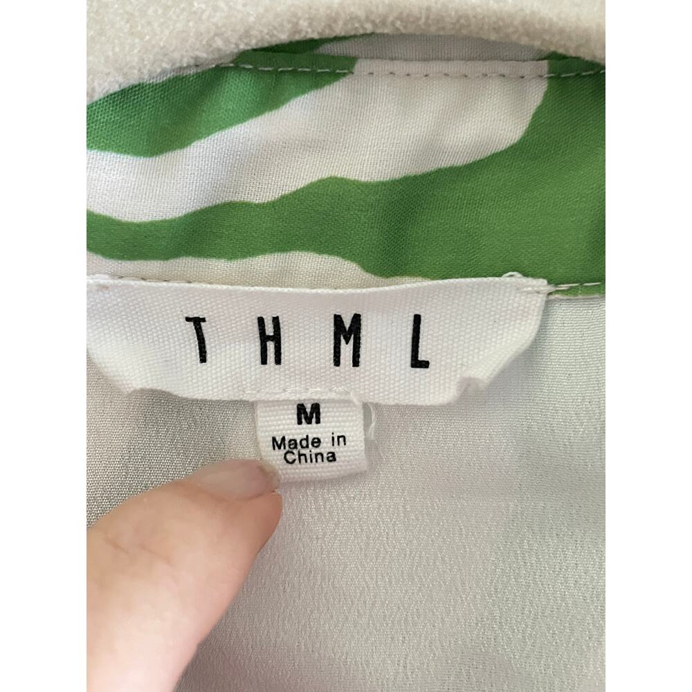 Thml Green Zebra Print Sleeveless Button Front Ru… - image 4